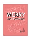 Christmas greeting card with trees on a red background. Minimalistic design for postcards letters and banners